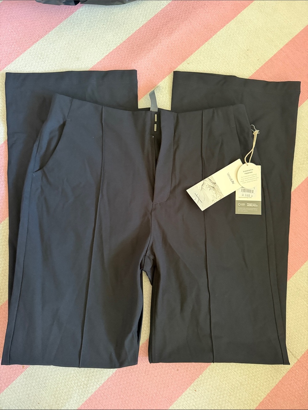 Vuori Men's Black Dress Trousers with Front Seams
